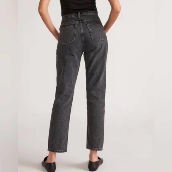 Everlane Denim - Everlane The Cheeky Jean Black Crop High Rise Straight Leg Washed Black